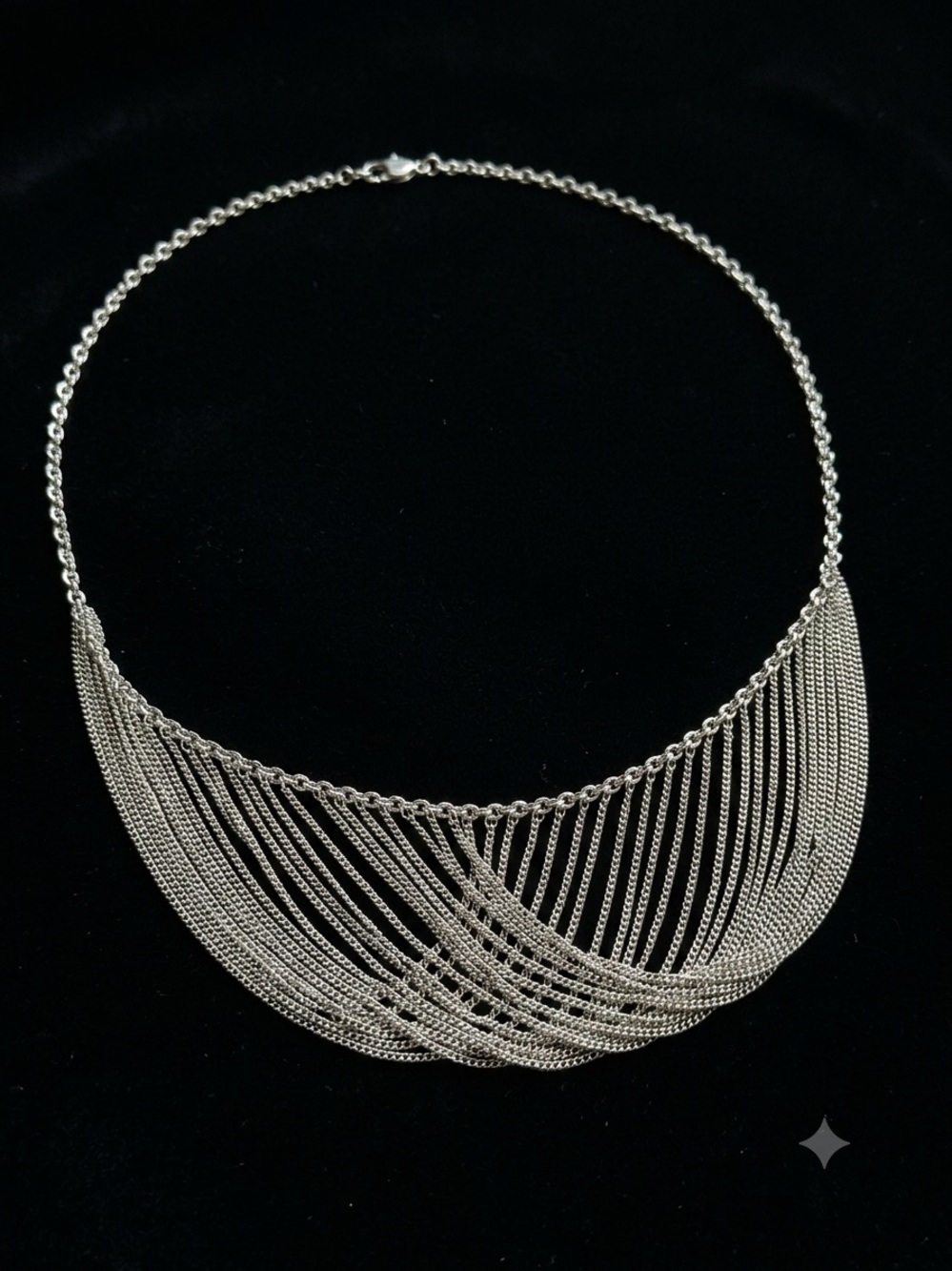 Elegant Silver Fringe Statement Necklace - Women Jewelry